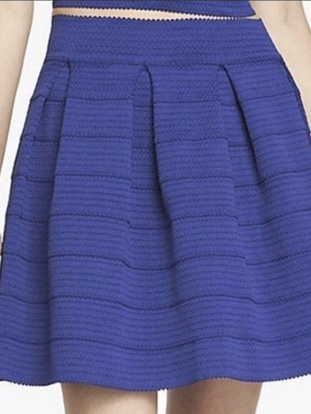 Express XS Blue Textured A-Line Skirt Women Scuba